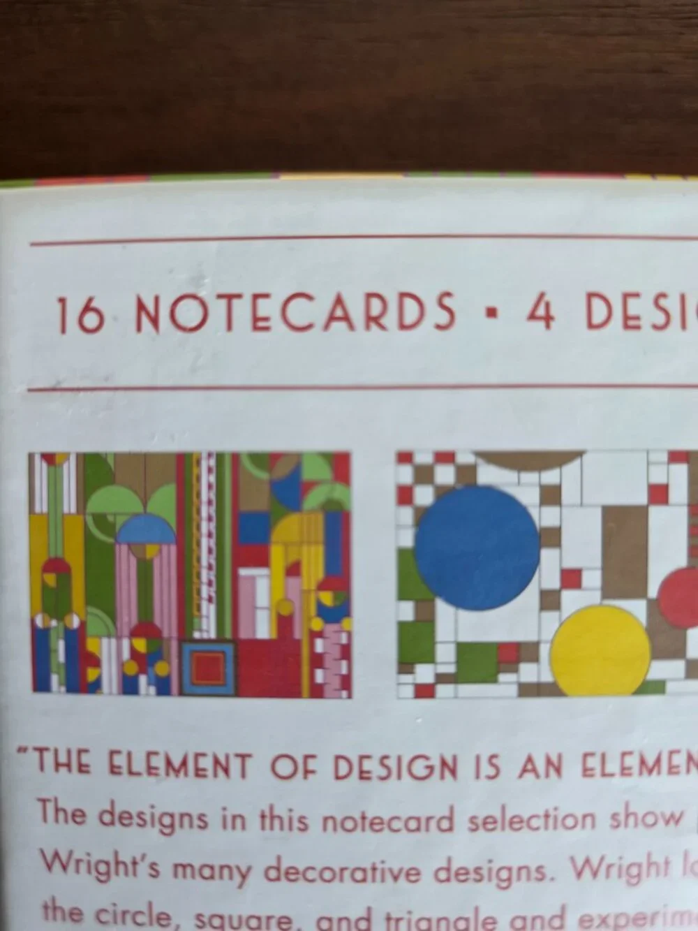 Frank Lloyd Wright 16 Notecards Boxed Set 4 Designs Assortment Galison 5 x 3.75